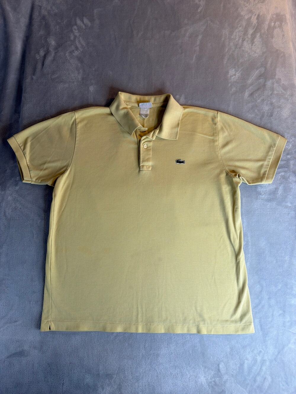 Vintage Lacoste Classic Fit Piqué Polo Shirt Yellow Size 6 XL French Design